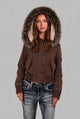 Nesta | Women's Cropped Bomber Jacket with Faux Fur Hood