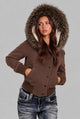 Nesta | Women's Cropped Bomber Jacket with Faux Fur Hood