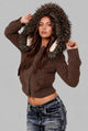 Nesta | Women's Cropped Bomber Jacket with Faux Fur Hood