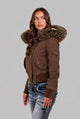 Nesta | Women's Cropped Bomber Jacket with Faux Fur Hood