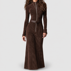 Women's Belted Suede-Look Zip Dress — view 2