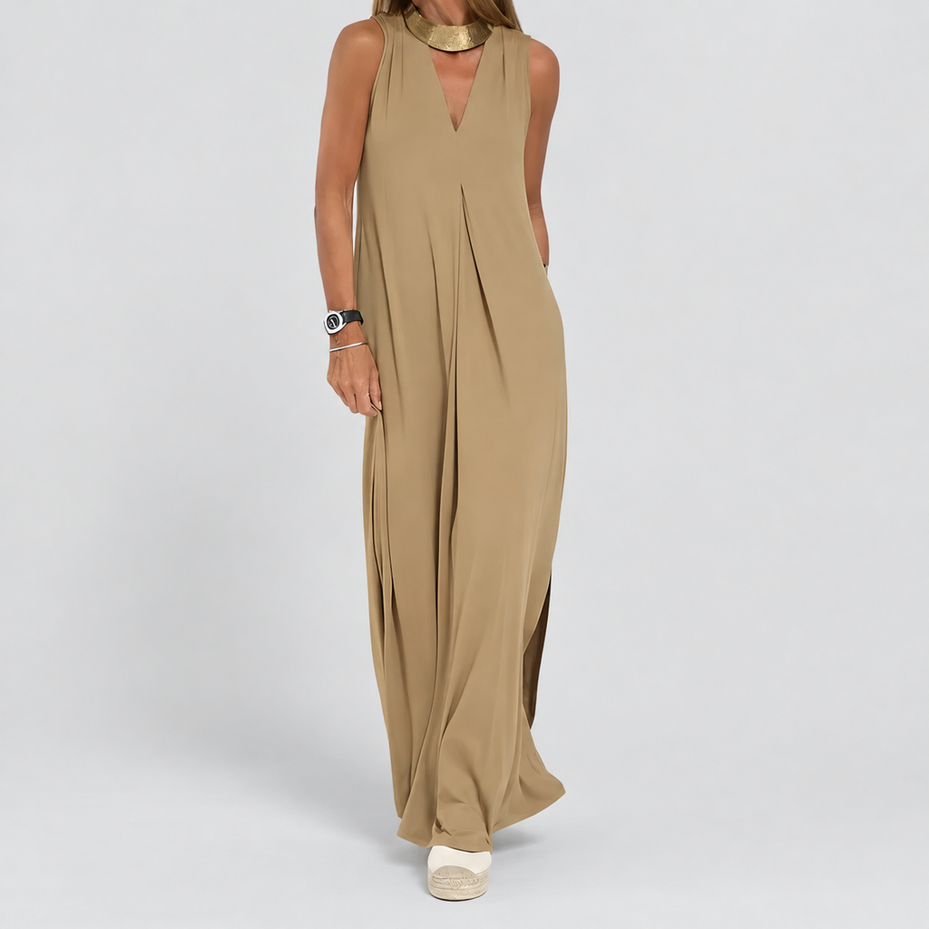Women's Long V-Neck Dress with Coordinating Cardigan — view 3