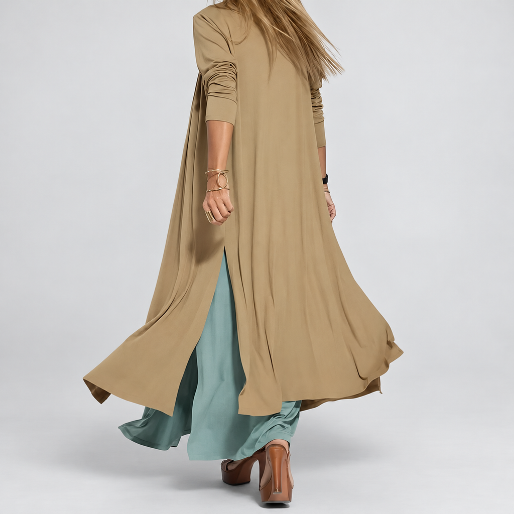 Women's Long V-Neck Dress with Coordinating Cardigan — view 14