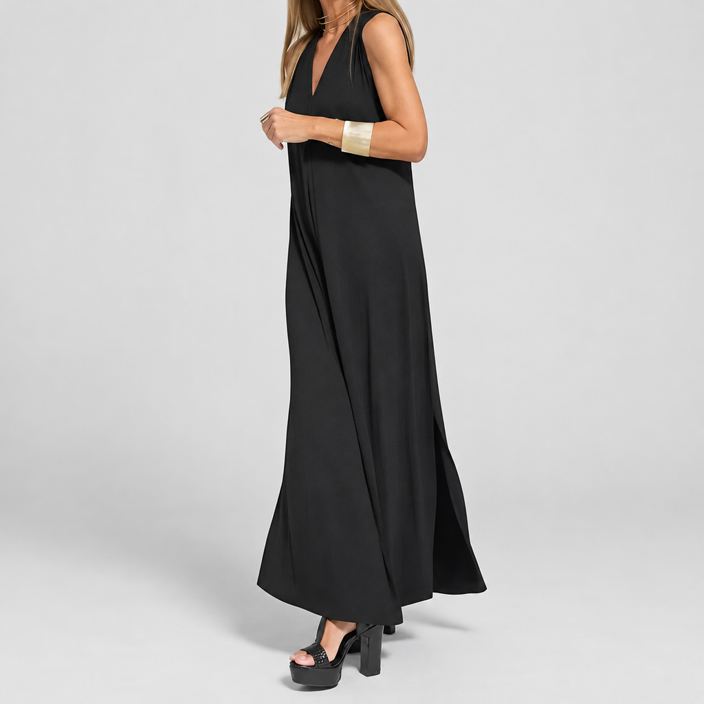Women's Long V-Neck Dress with Coordinating Cardigan — view 16