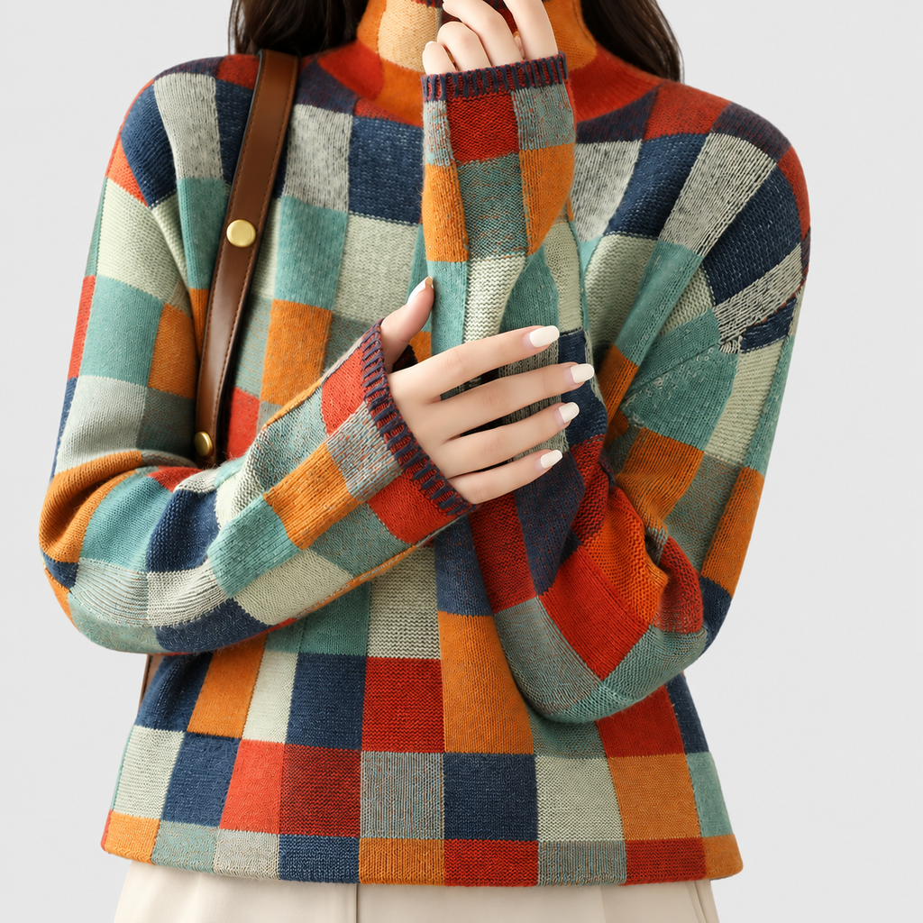Women's Multicoloured Roll-Neck Jumper — view 6
