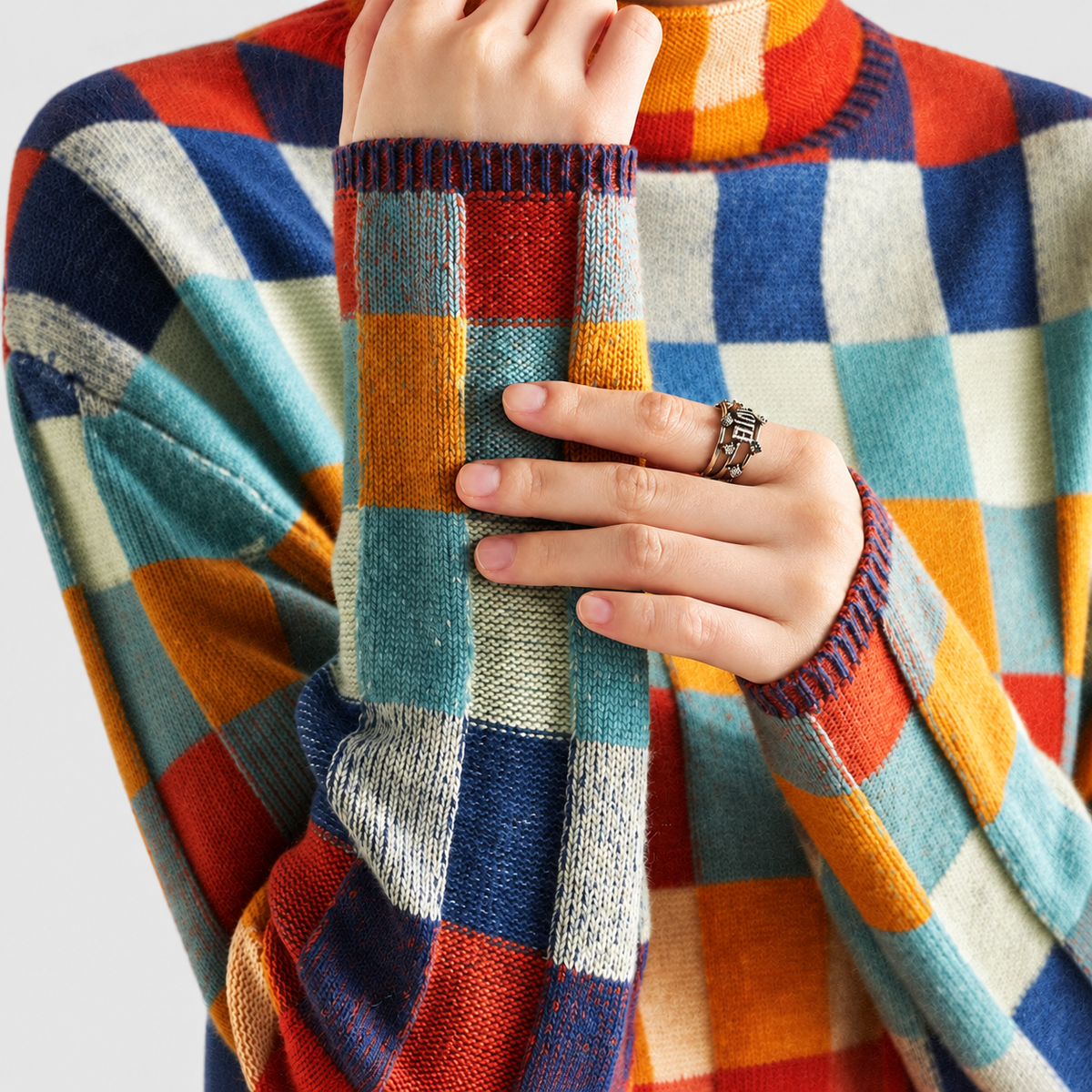 Women's Multicoloured Roll-Neck Jumper — view 7