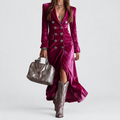 Women's Double-Breasted Velvet Blazer Dress — view 1