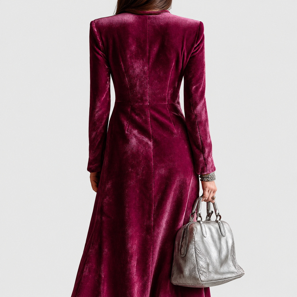 Women's Double-Breasted Velvet Blazer Dress — view 3