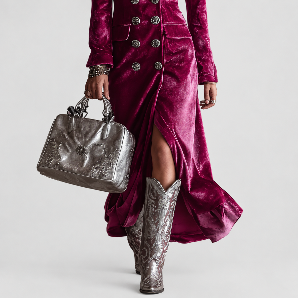 Women's Double-Breasted Velvet Blazer Dress — view 4