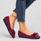 Women's Bow Flat Shoes in Burgundy — view 3