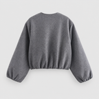 Women's Cropped Relaxed Bomber Jacket with Elasticated Hem and Cuffs — view 2