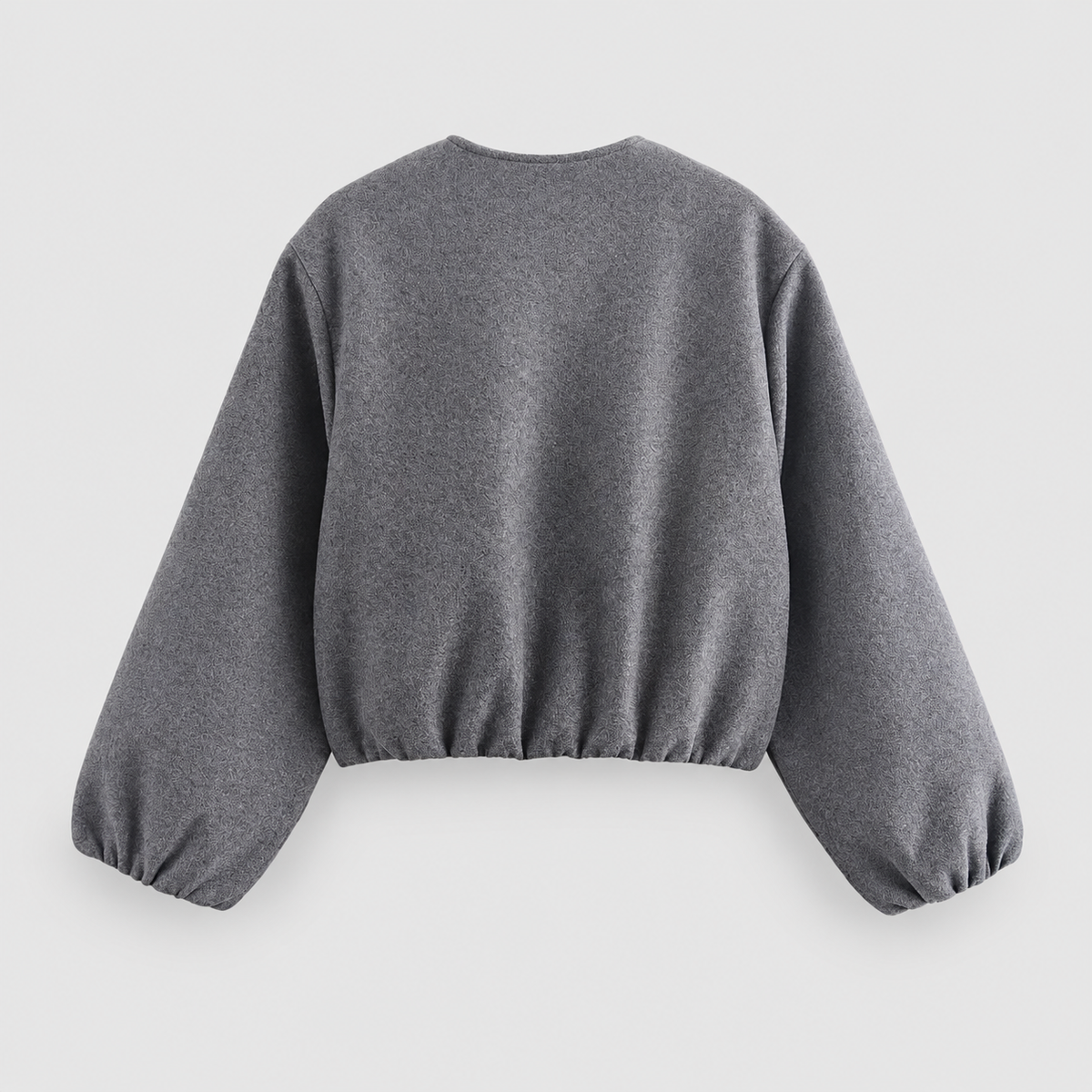 Women's Cropped Relaxed Bomber Jacket with Elasticated Hem and Cuffs — view 2
