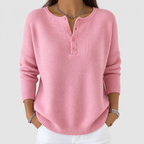 Women's Henley Button-Up Knit Jumper in Light Pink — view 5