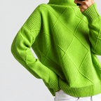 Women's Argyle Knit Turtleneck Relaxed-Fit Jumper — view 3