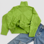 Women's Argyle Knit Turtleneck Relaxed-Fit Jumper — view 4