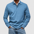 Men's Long-Sleeve Polo Shirt in Light Blue — view 1