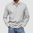 Men's Long-Sleeve Polo Shirt in White — view 4