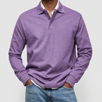 Men's Long-Sleeve Polo Shirt in Purple — view 8