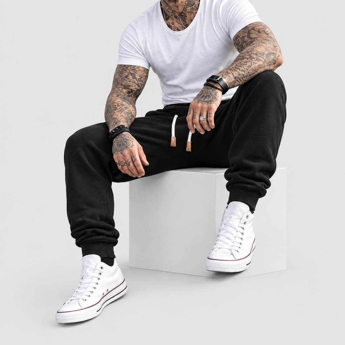 Men's Drawstring Joggers with Ribbed Cuffs — view 2