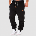 Men's Drawstring Joggers with Ribbed Cuffs in Black — view 7