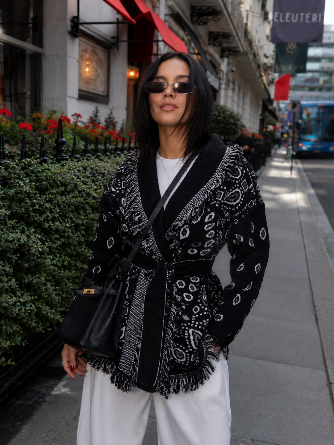 Rhian | Women's Jacquard Cardigan with Tassel Fringe