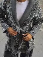 Rhian | Women's Jacquard Cardigan with Tassel Fringe