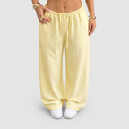 Women's Relaxed Wide Leg Trousers with Elastic Waist in Yellow — view 5