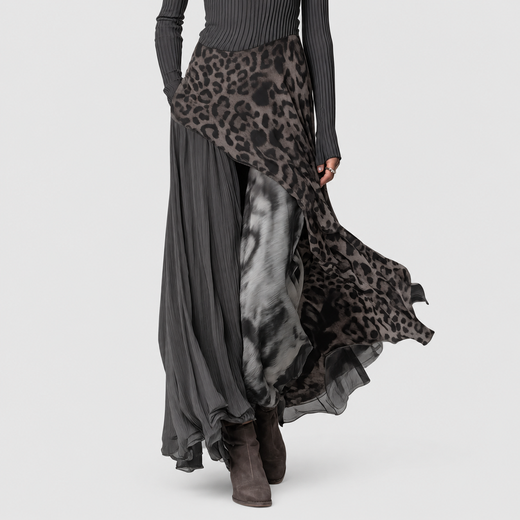 Women's Elegant Maxi Dress with Mixed Print — view 4