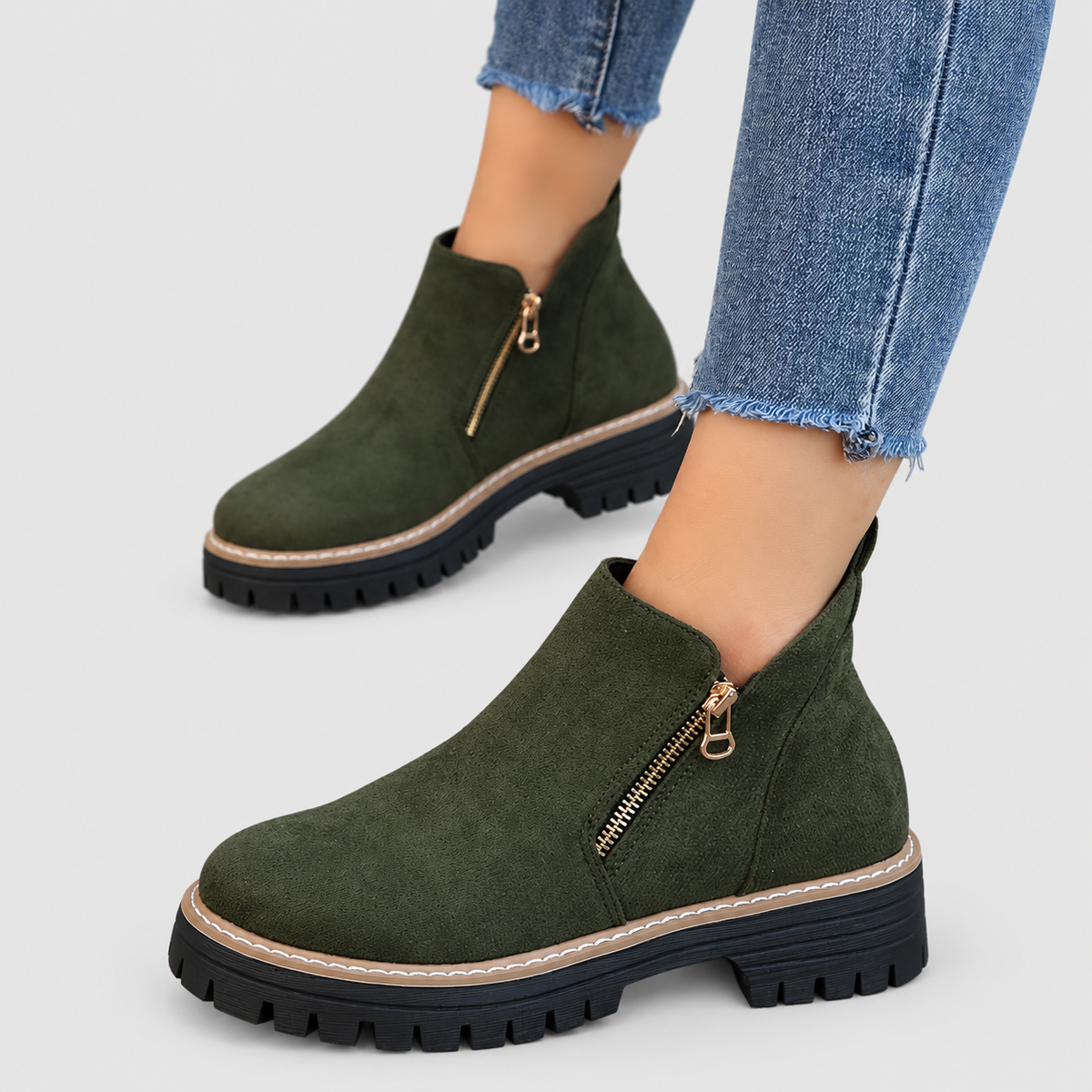 Women's Side-Zip Ankle Boots with Chunky Sole — view 8