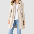 Women's Button-Front Trench Coat with Lapel Collar in Beige — view 1