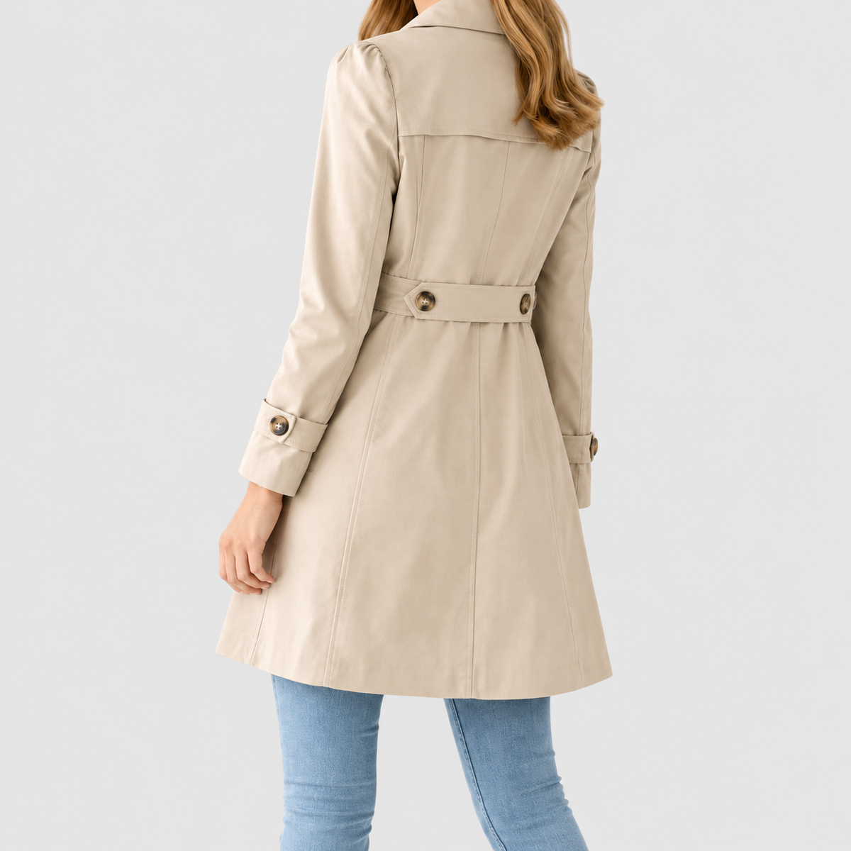 Women's Button-Front Trench Coat with Lapel Collar — view 2