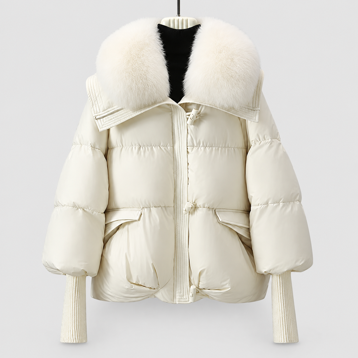 Women's Oversized Quilted Faux Puffer Jacket — view 3
