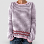 Women's Striped Knit Jumper in Pink — view 1