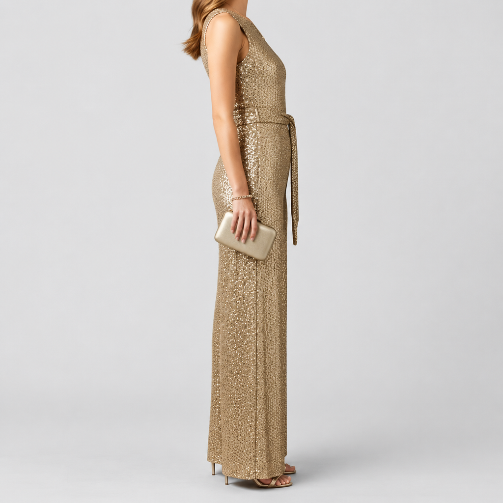 Women's Sequin Straight-Leg Evening Jumpsuit — view 4