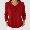 Women's Collared Knit Jumper in Red — view 1