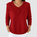 Women's Collared Knit Jumper in Red — view 1