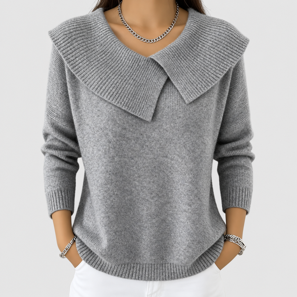 Women's Collared Knit Jumper in Grey — view 6