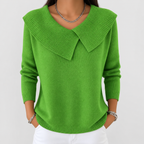 Women's Collared Knit Jumper in Light Green — view 7