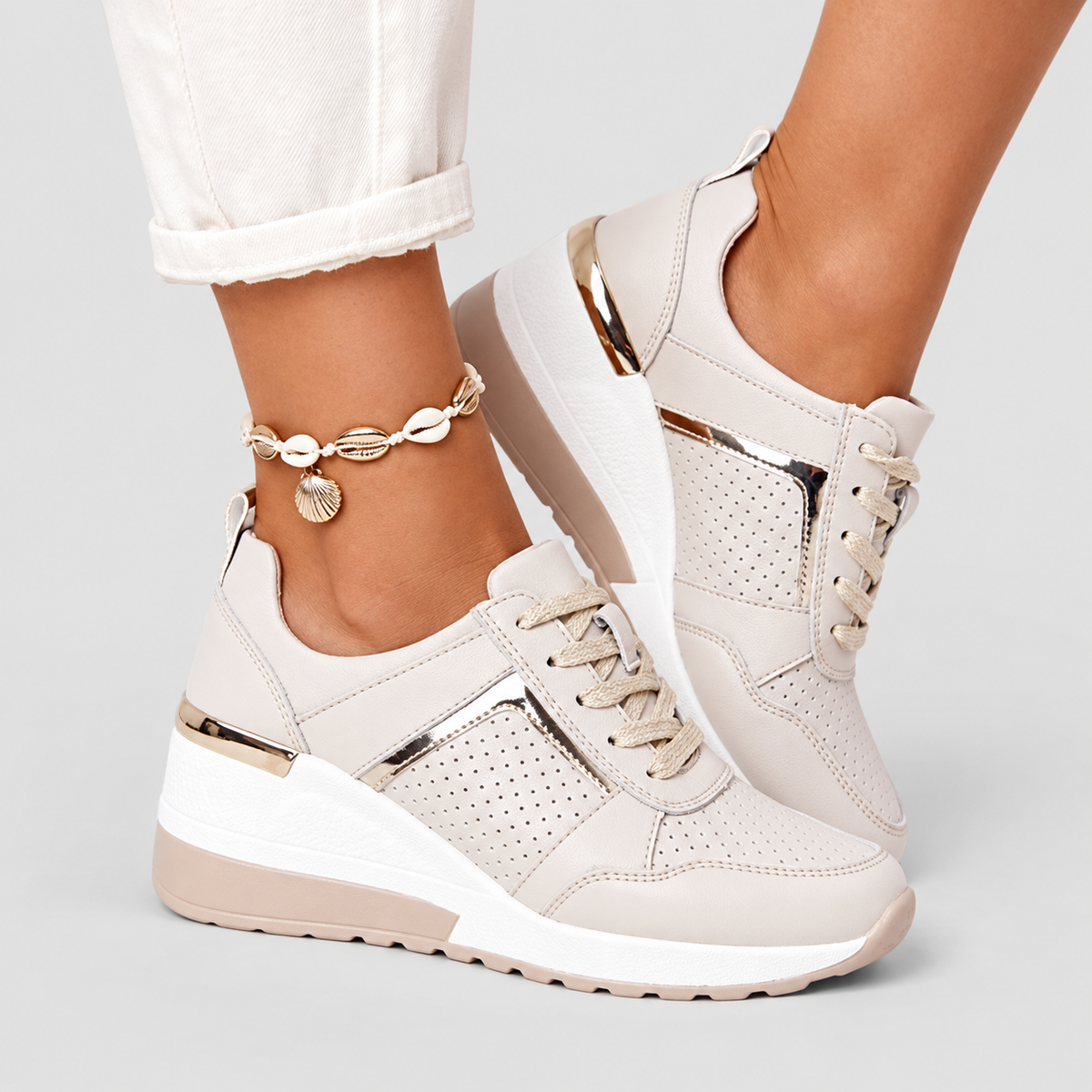 Women's Mesh-Panel Lace-Up Trainers — view 1