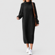 Rosina | Women's Ribbed Roll-Neck Midi Dress with Long Sleeves