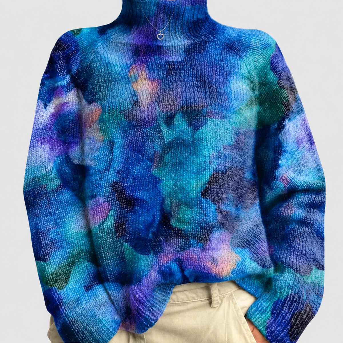 Women's Elegant Roll-Neck Jumper in Blue — view 3