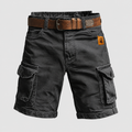 Men's Cargo Shorts with Elasticated Waist in Black — view 1