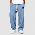 Men's Jogger Trousers with Relaxed Fit and Adjustable Waistband in Light Blue — view 1