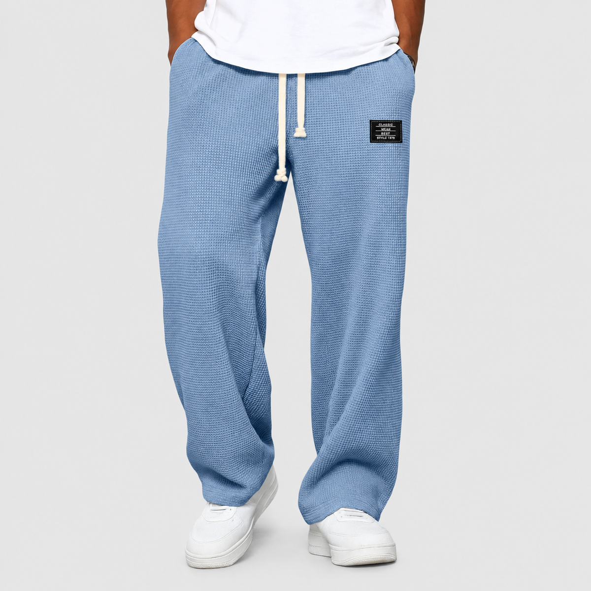 Men's Jogger Trousers with Relaxed Fit and Adjustable Waistband in Light Blue — view 1