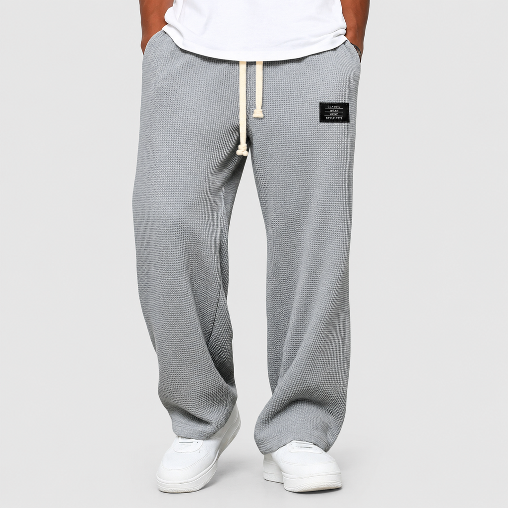 Men's Jogger Trousers with Relaxed Fit and Adjustable Waistband in Grey — view 4