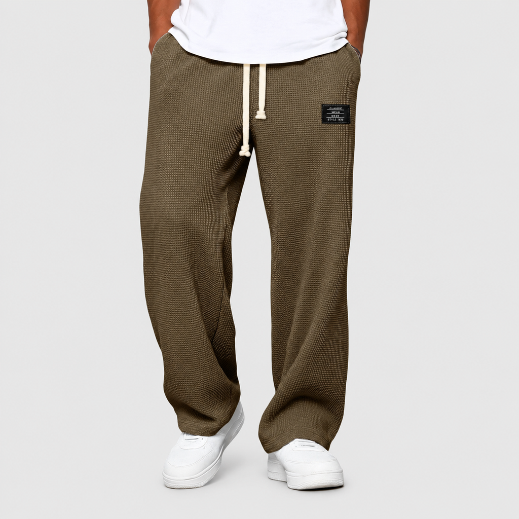 Men's Jogger Trousers with Relaxed Fit and Adjustable Waistband in Chocolate — view 8