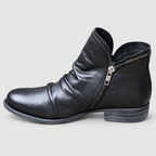 Women's Side-Zip Ankle Boots with Low Heel in Black — view 2