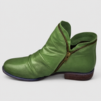 Women's Side-Zip Ankle Boots with Low Heel in Green — view 6