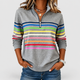 Sabrina | Women's Rainbow Striped Half-Zip Sweatshirt