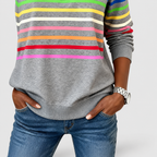 Women's Rainbow Striped Half-Zip Sweatshirt — view 3